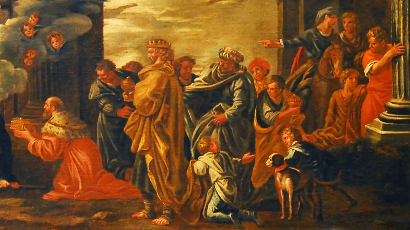 Particolare: i magi, il loro seguito e i curiosi Particolare: i magi, il loro seguito e i curiosi